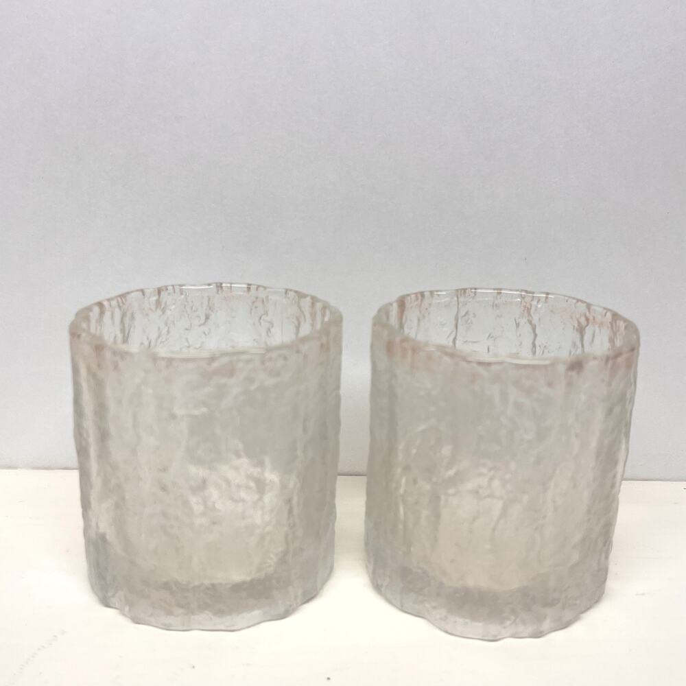 Hoya Crystal Glacier Ice Frosted Old Fashioned Whiskey Glasses Set of 2